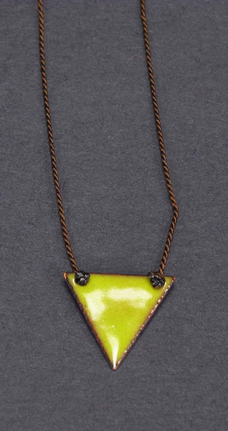Large Copper Enamel Triangle Necklace
